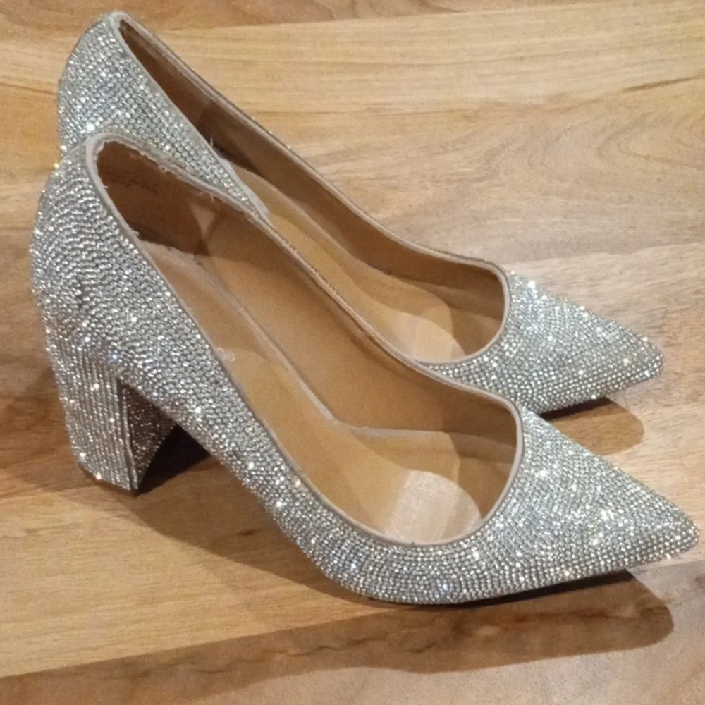 BAMBOO Sparkling Silver Heels